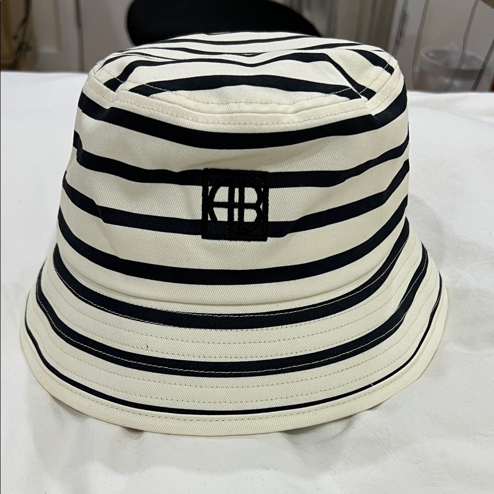 Anine Bing Cream and Black Striped Hat